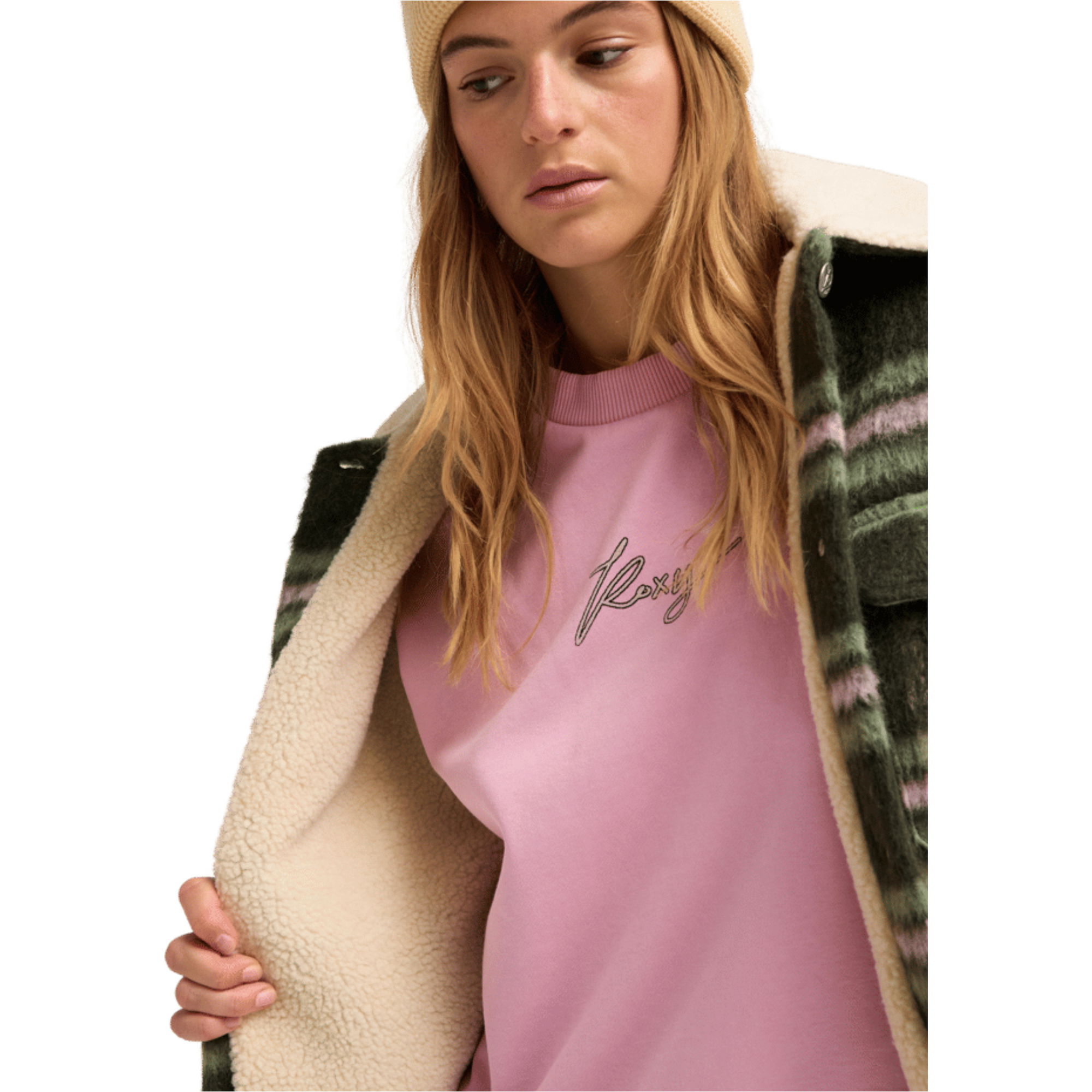 2026 Roxy Womens Passage Of Time Plaid Jacket ERJJK03718 - Oil Green Chalet Plaid